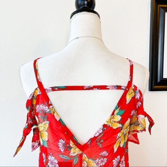 🍋 Miken • NWT!! Junior’s Floral Printed Cold-Shoulder Cover-Up Size Small - Picture 8 of 11